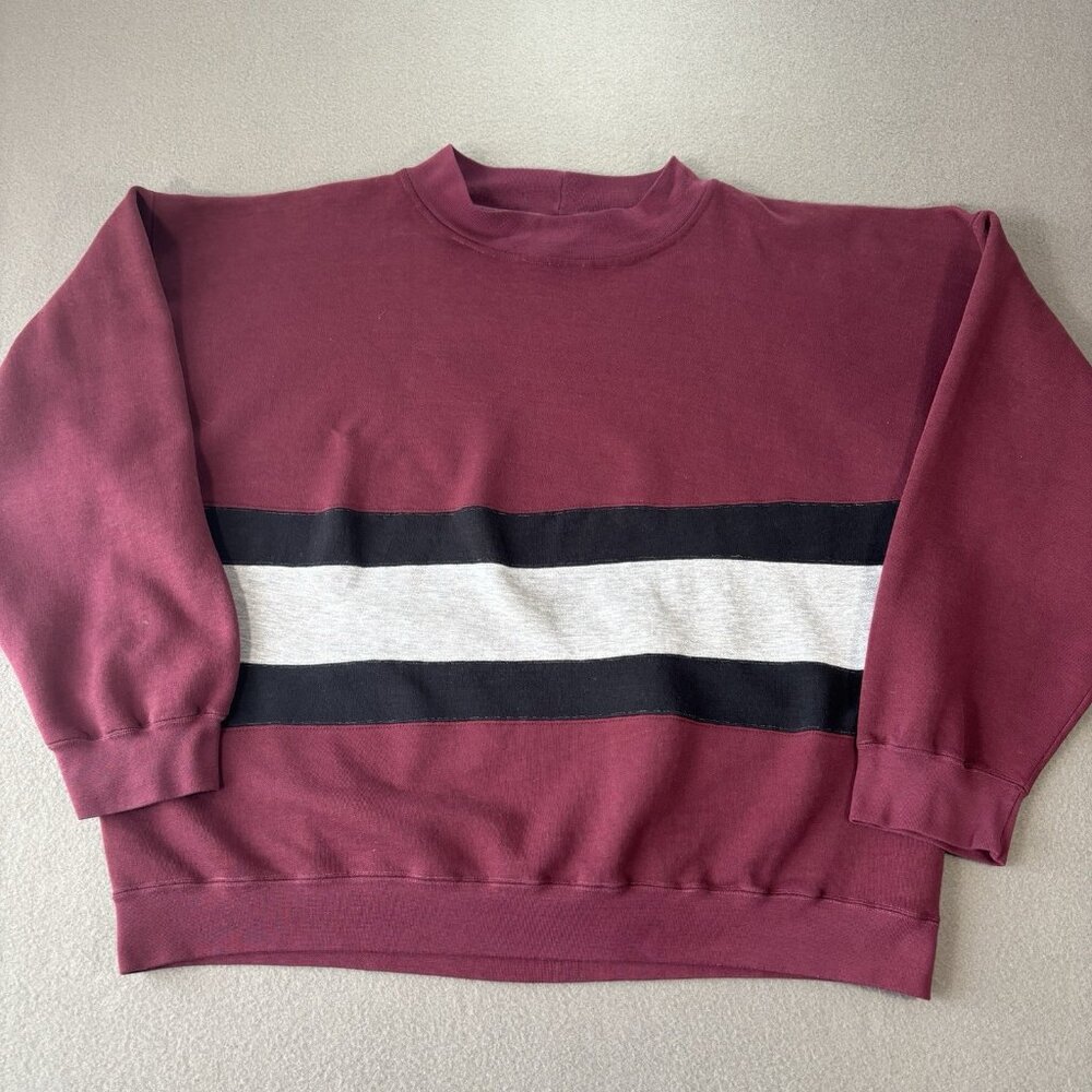 VTG Colorblock 80s/90s Crewneck Sweatshirt Mens XLT‎ Pro Spirit Tri Color Retro